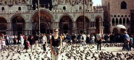 Suhad in front of the Basilica di San Marco