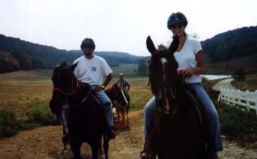 Suhad horseback riding for the first time.
