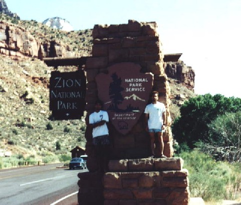 At the sign into the canyon.